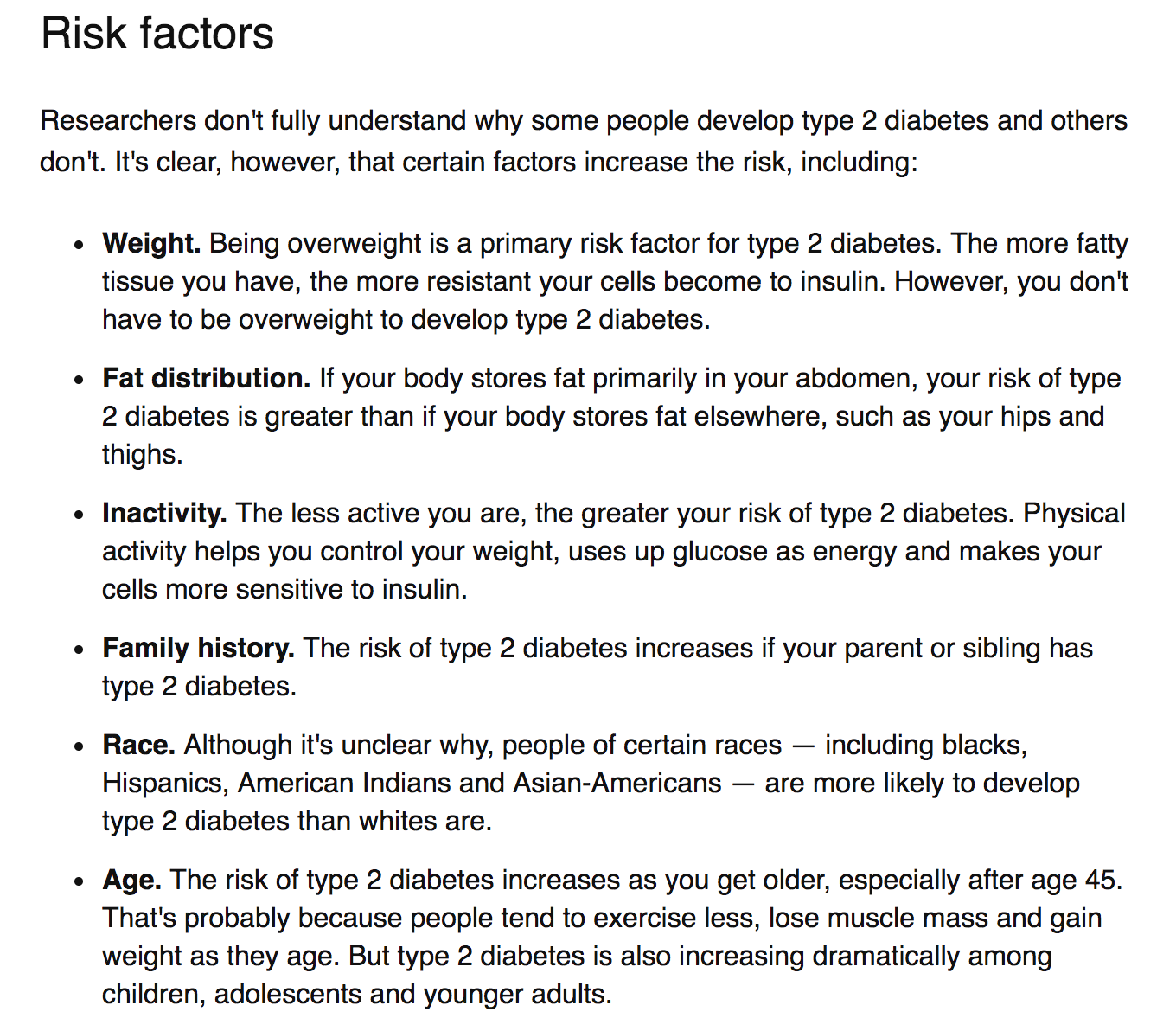 diabetes risk